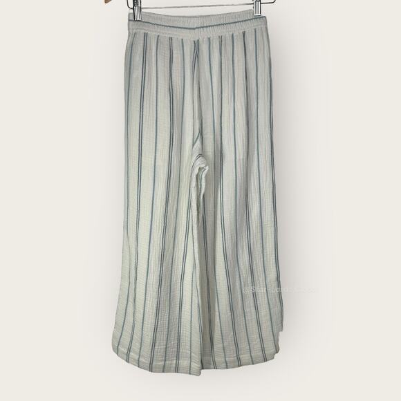 Madewell Untailored Wide-Leg Crop Pant | XXS | White Blue Striped Summer Pants - Picture 13 of 14